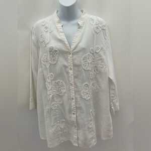 Charter Club Cream Linen Blouse 100% linen #A2